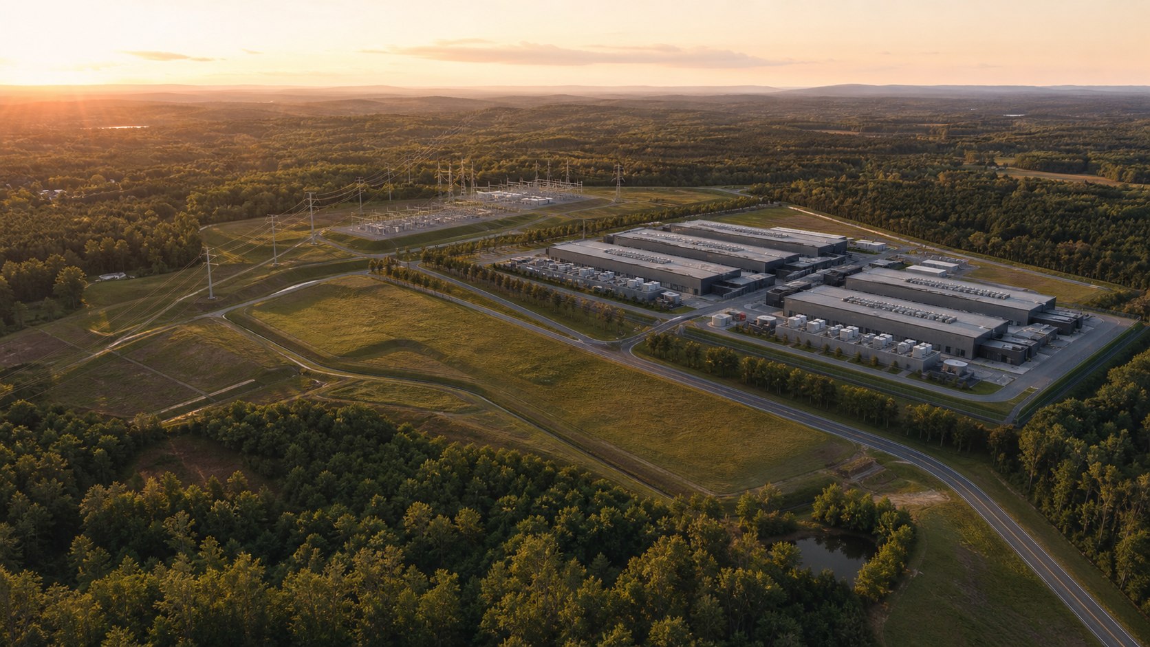 Conceptual visualization of a power-ready AI data center campus in Georgia